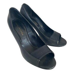 Marc Jacobs Women's Sz 37 (US 6.5) Black Peep-Toe Pumps Heels Made In Italy